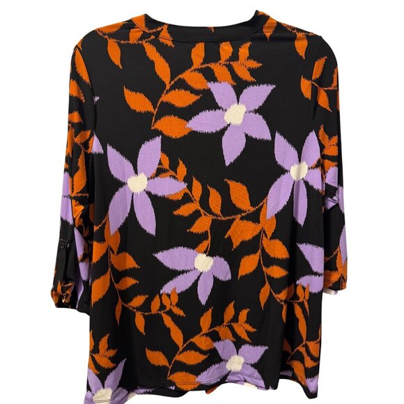 Carolyn Taylor Blouse Sz 1X Floral Blouse 3/4 Sleeve Blouse Top - Picture 11 of 12